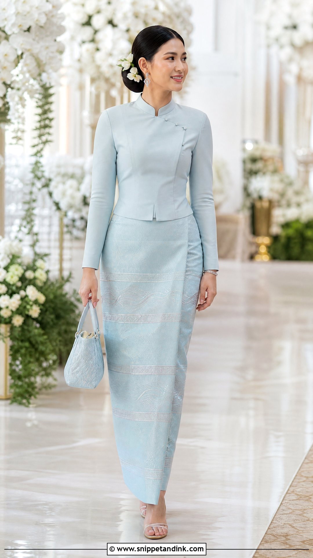 Pastel Shan Silk Wedding Dress - Snippet and Ink - 20 Myanmar Wedding Dresses