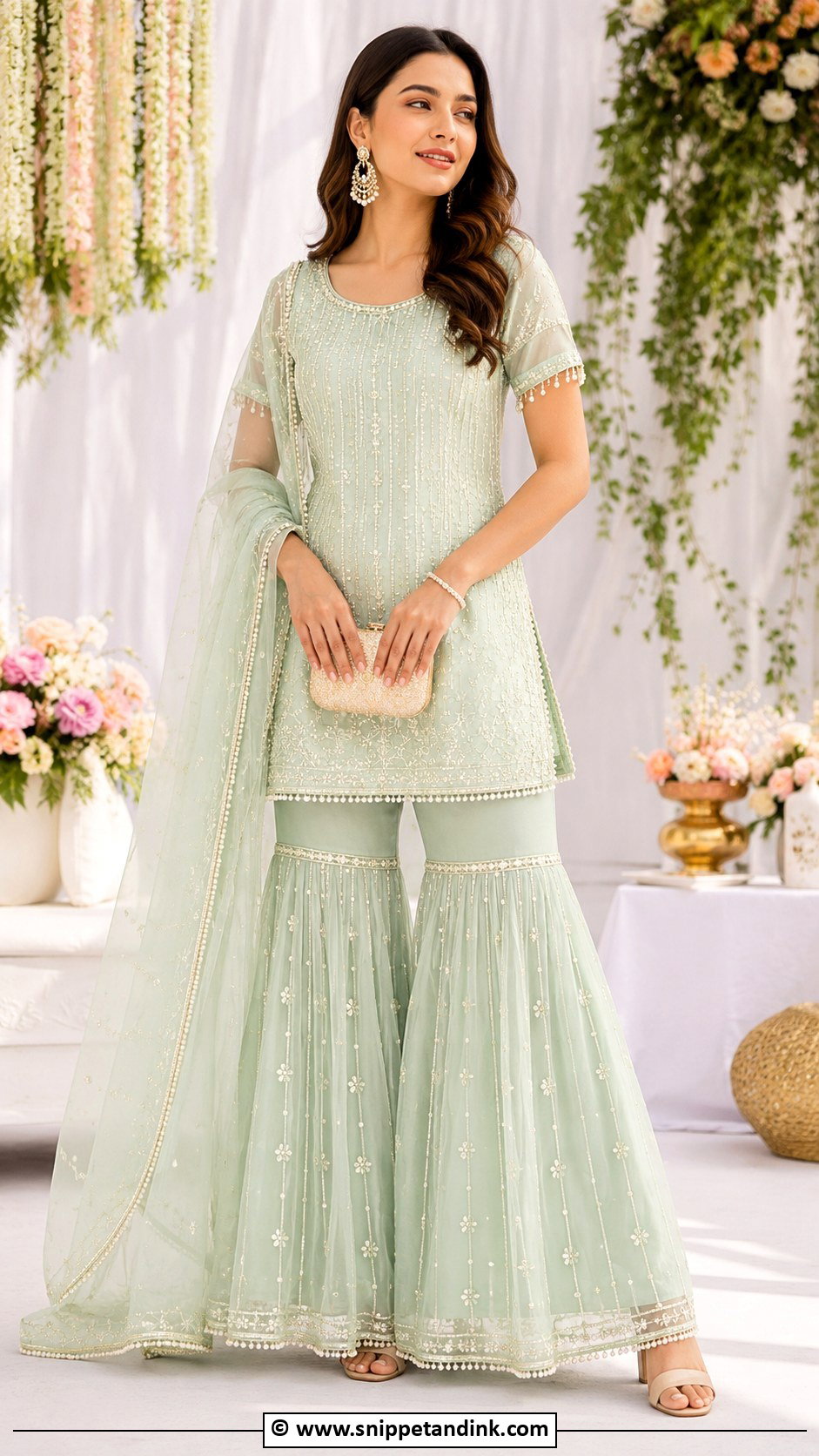 Pastel Sharara Mehendi Outfit For Sister - Snippet and Ink - 30 Mehendi Outfits Sisters
