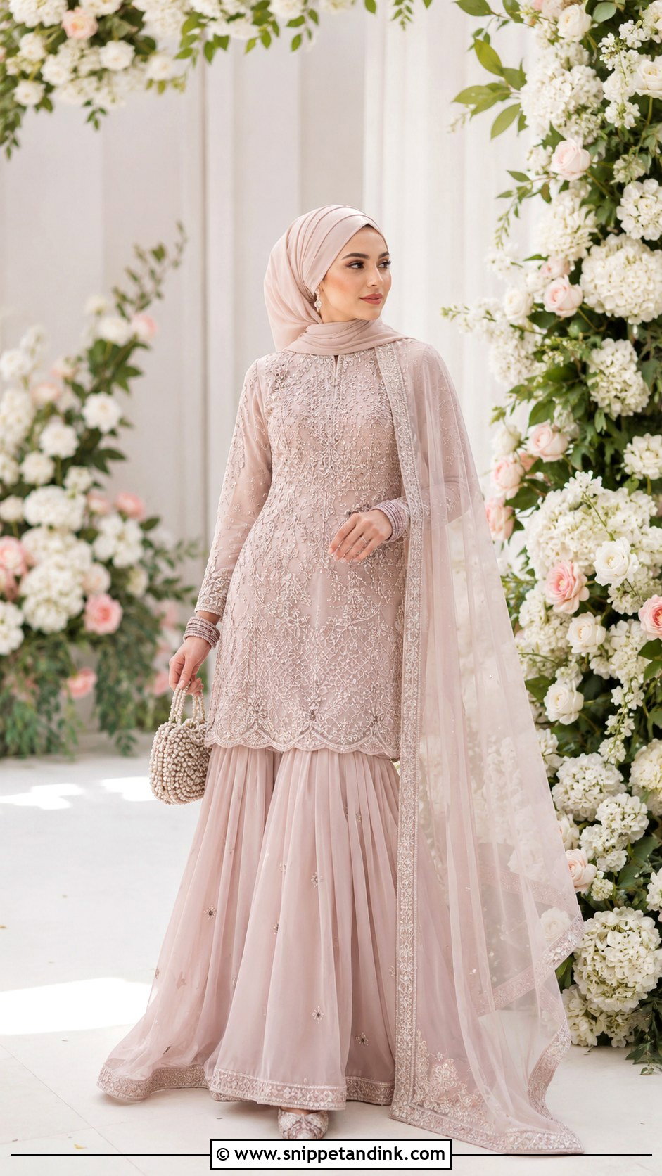 Pastel Sharara With Bridal Hijab - Snippet and Ink - 20 Bridal with Hijab Ideas