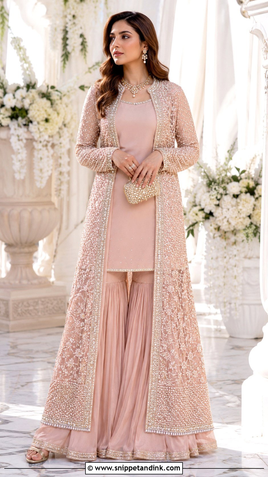 Pastel Sharara With Embroidered Jacket - Snippet and Ink - 20 South Asian Wedding Dress Ideas