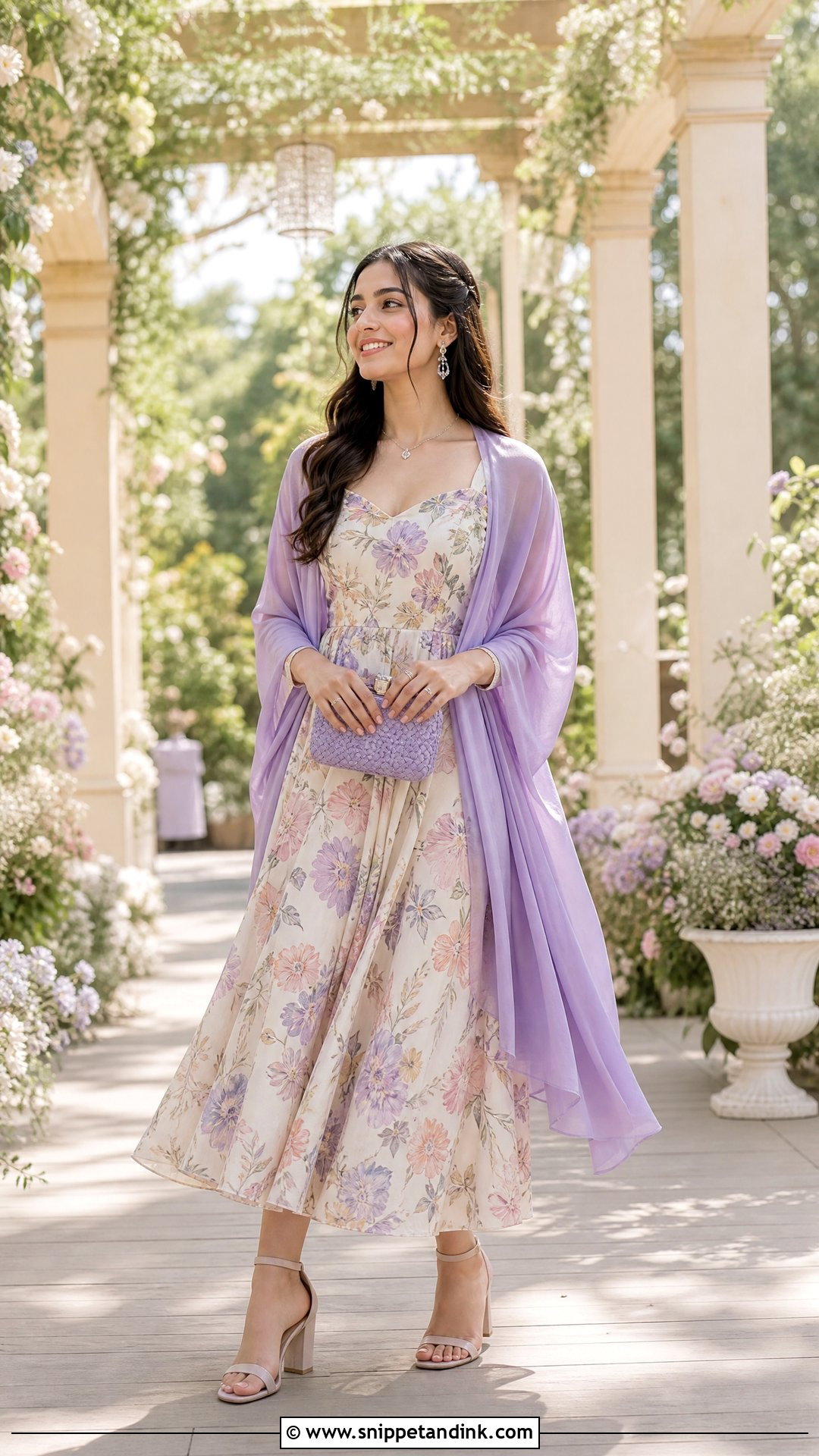 Pastel Shrug With Floral Dress - Snippet and Ink - 25 Shrug Outfit Ideas for Wedding