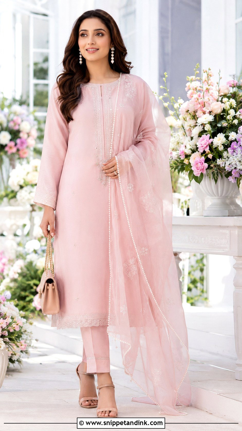 Pastel Simple Suit With Organza Dupatta - Snippet and Ink - 30 Simple Suit with Heavy Dupatta Ideas