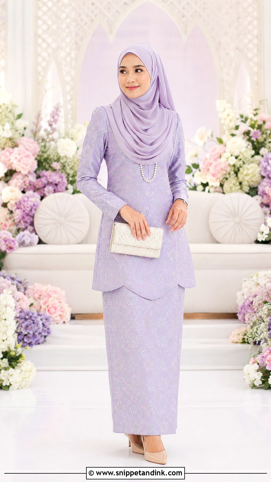 Pastel Songket Wedding Dress - Snippet and Ink - 30 Malay Wedding Dress Ideas