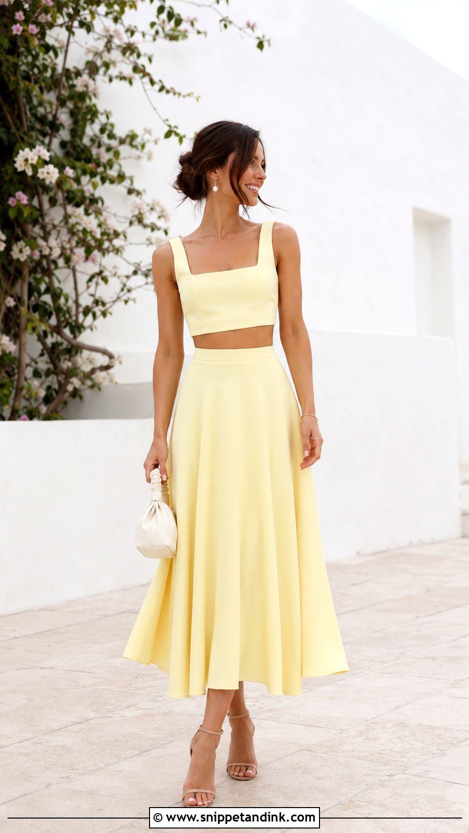 Pastel Two Piece Set Wedding Outfit - Snippet and Ink - 25 Aesthetic Wedding Outfits