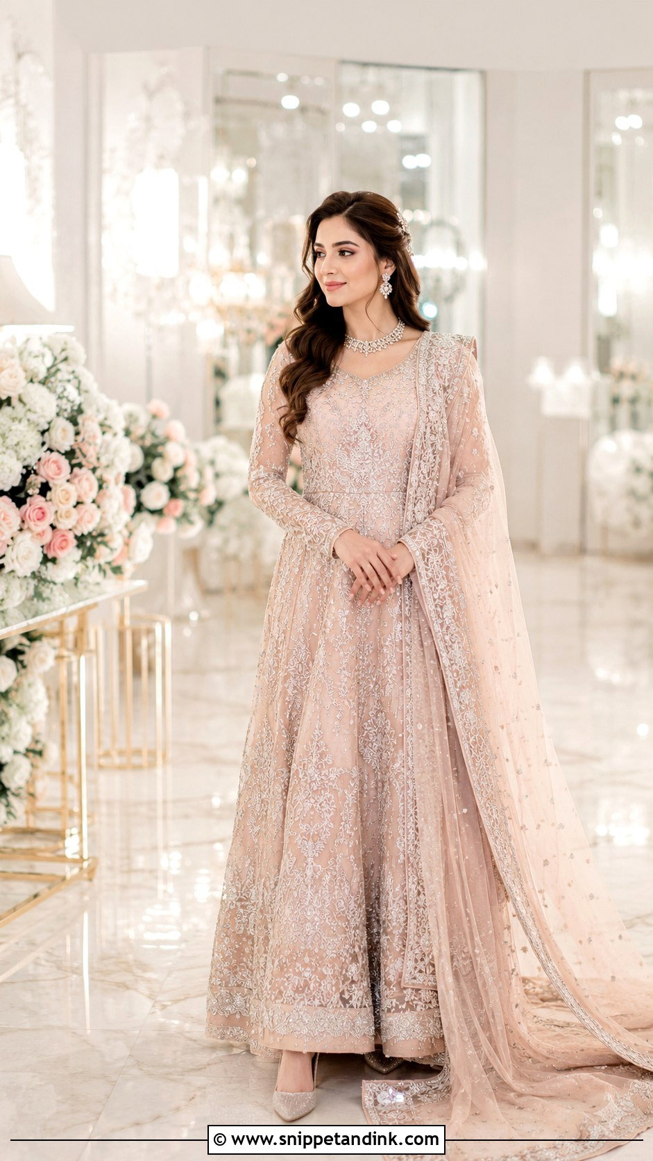 Pastel Walima Gown With Embroidery - Snippet and Ink - 30 Pakistani Wedding Dresses