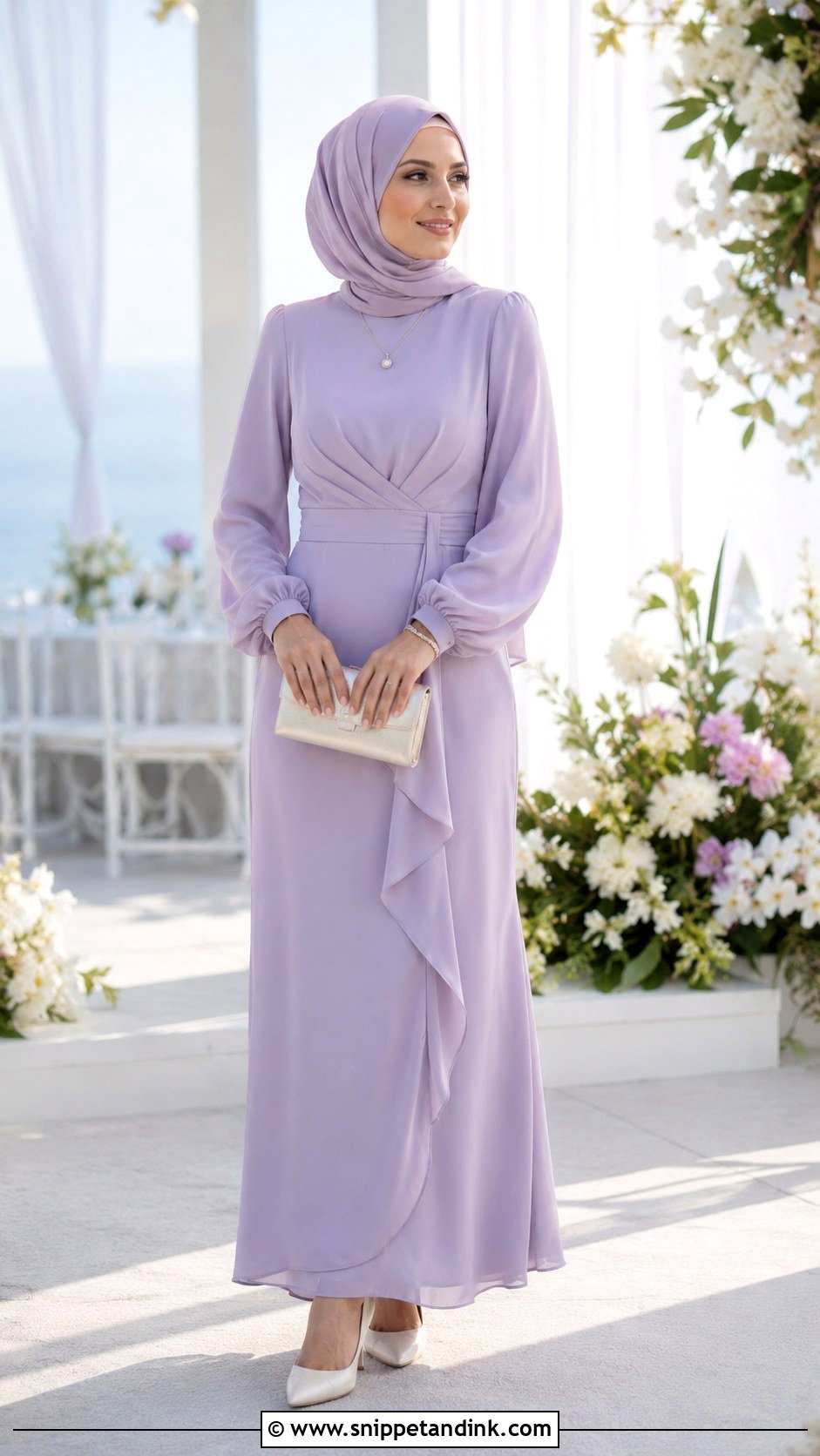 Pastel Wedding Guest Outfit With Hijab - Snippet and Ink - 25 Hijab Do Wedding Ideas