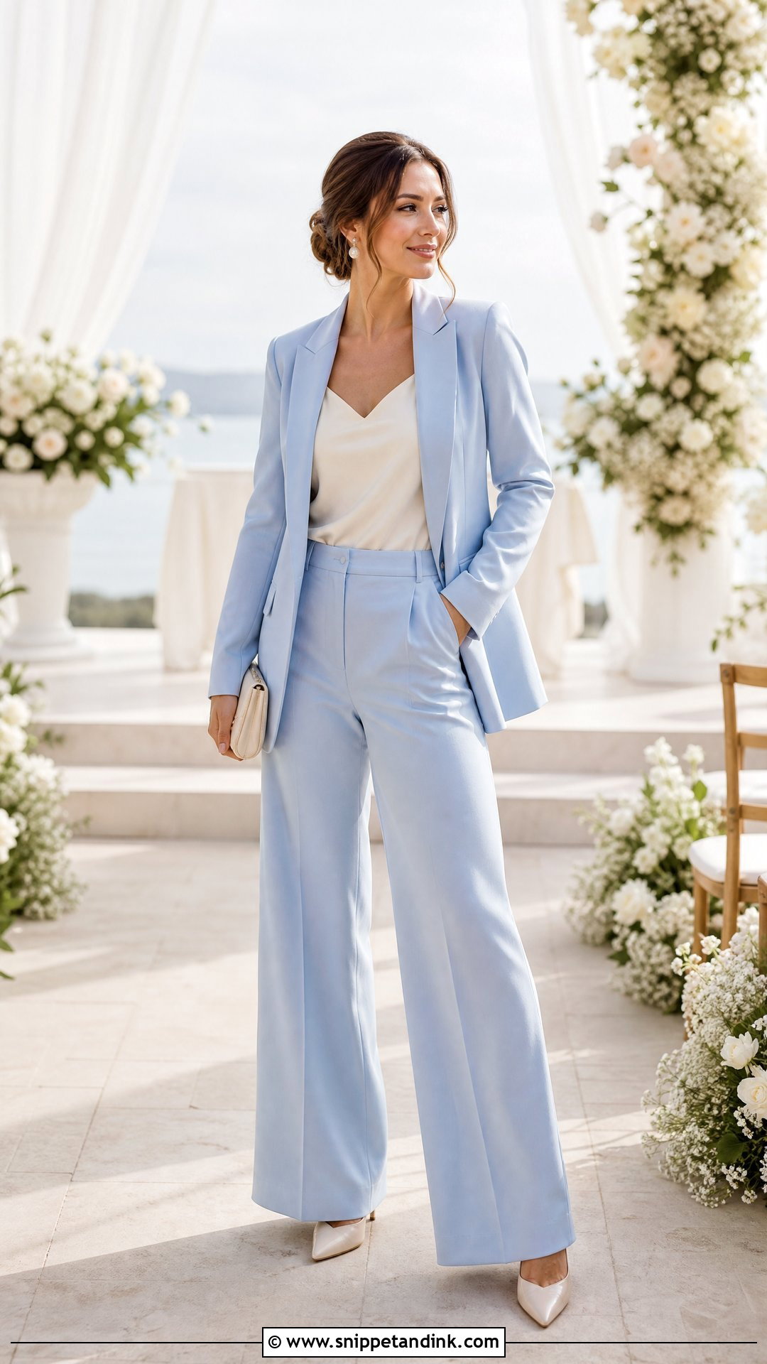 Pastel Wedding Suit With Neutral Heels - Snippet and Ink - 20 Wedding Suites Ideas
