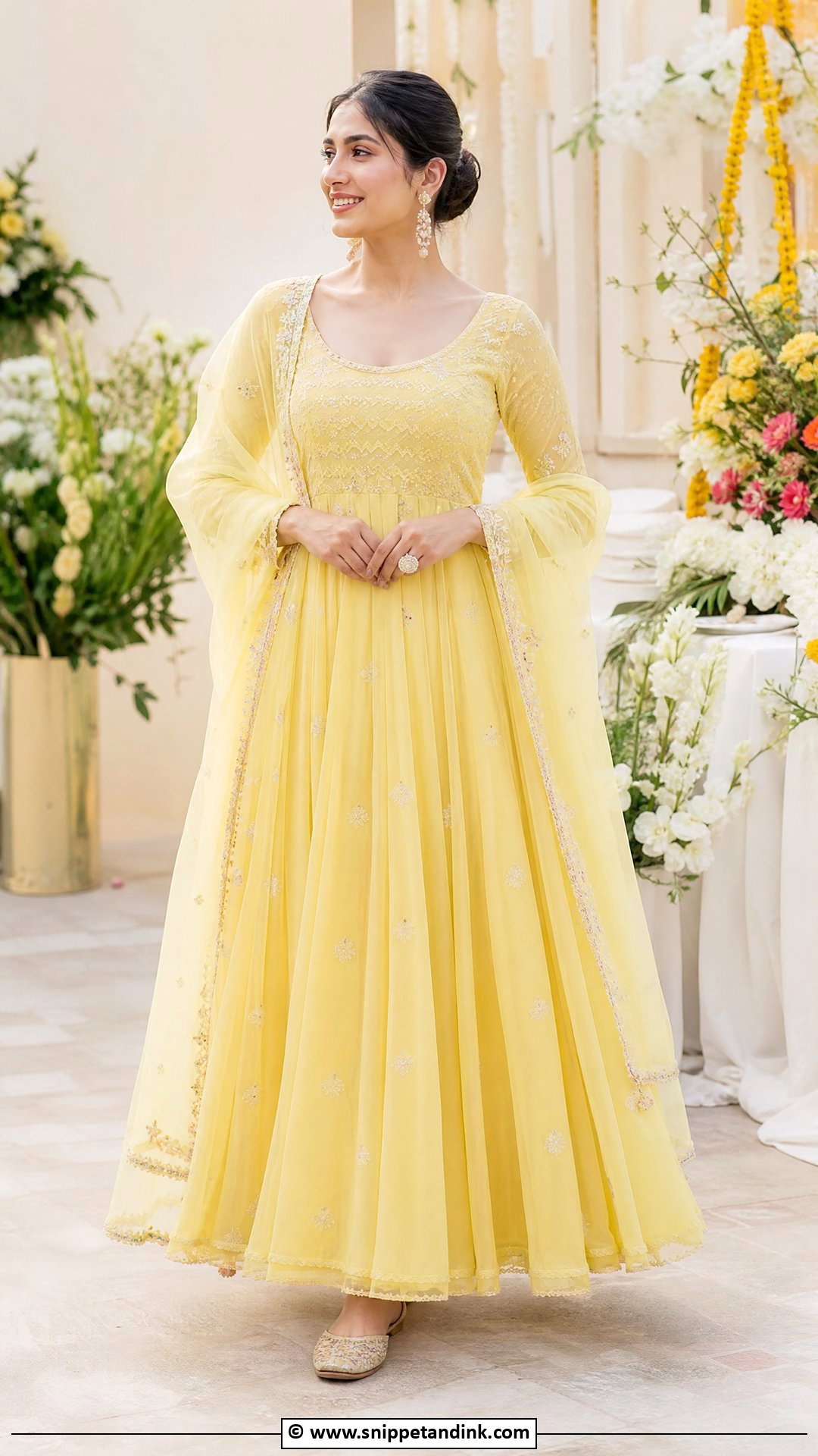 Pastel Yellow Anarkali Haldi Outfit - Snippet and Ink - 35 Haldi Outfits for Sister