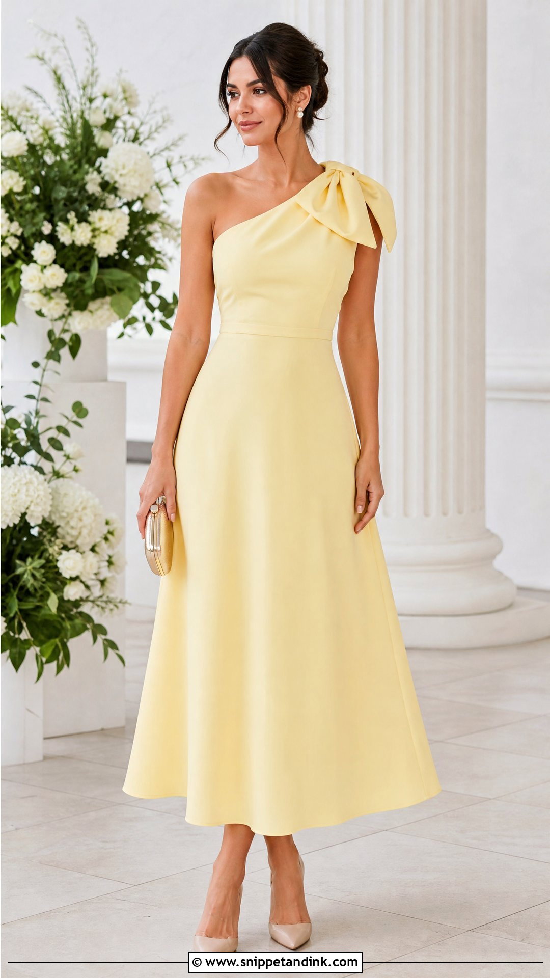 Pastel Yellow Bow Detail Gown - Snippet and Ink - 20 Pastel Yellow Gown Ideas