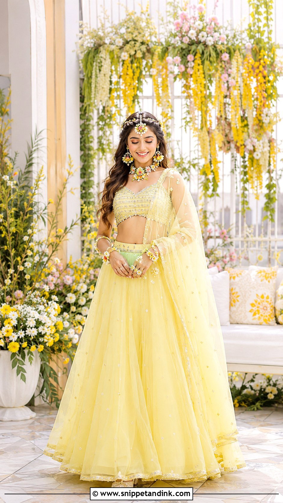 Pastel Yellow Bridal Haldi Lehenga - Snippet and Ink - 25 Bridal Haldi Dress Ideas