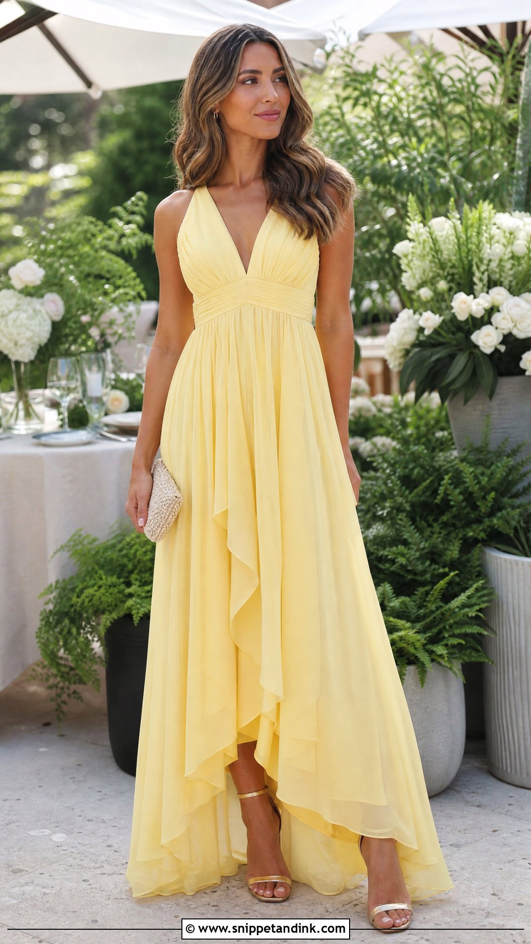 Pastel Yellow Chiffon Empire Waist Gown - Snippet and Ink - 20 Pastel Yellow Gown Ideas