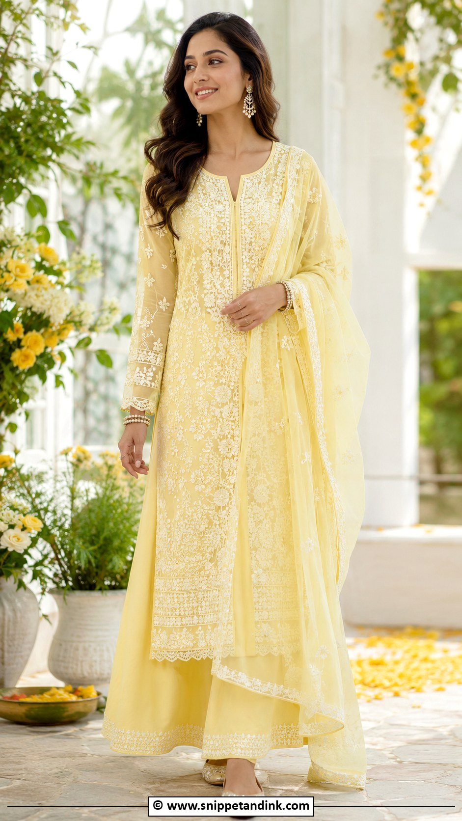 Pastel Yellow Chikankari Suit For Haldi - Snippet and Ink - 30 Simple Haldi Dress Ideas