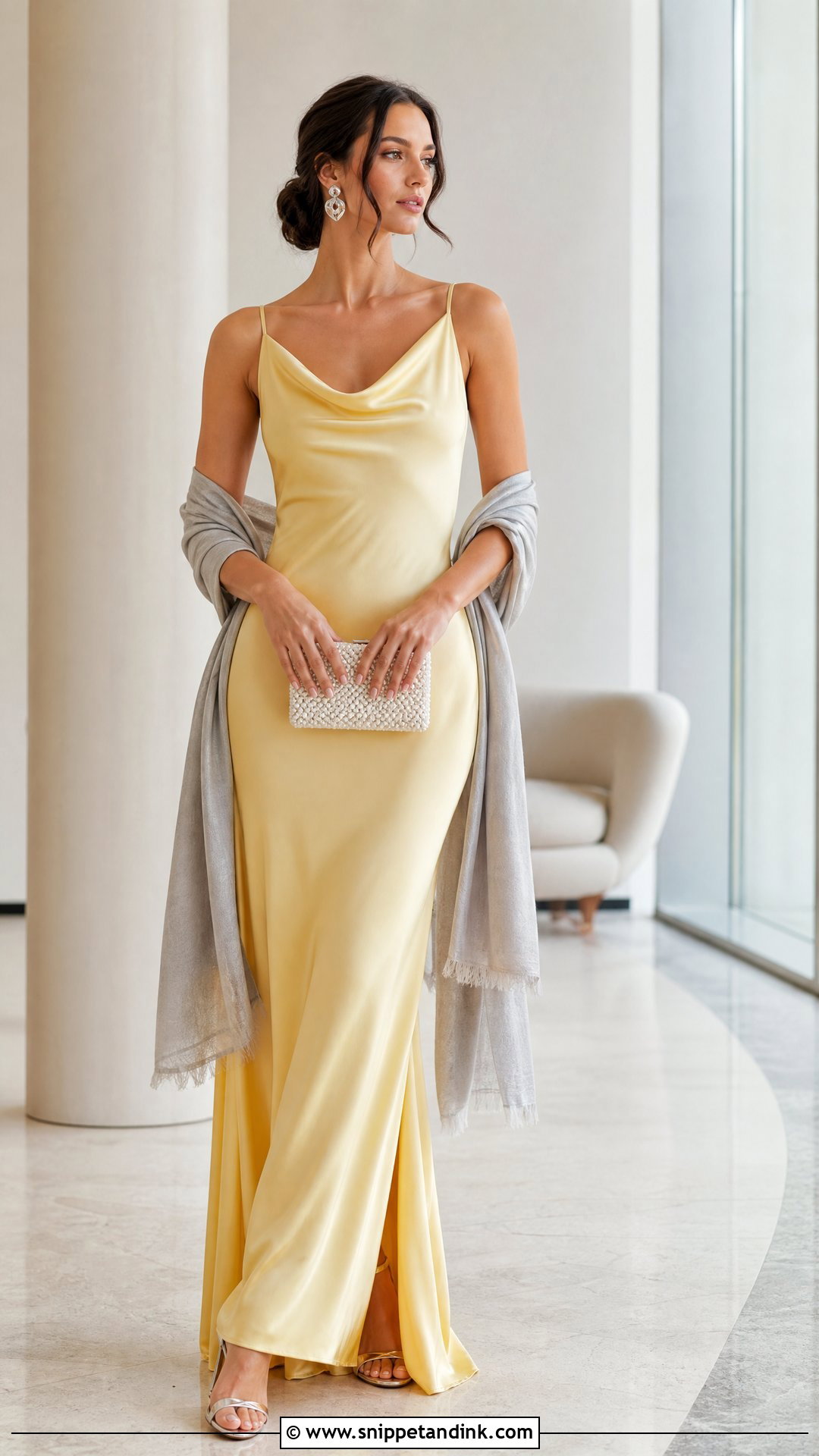 Pastel Yellow Cowl Neck Slip Gown - Snippet and Ink - 20 Pastel Yellow Gown Ideas
