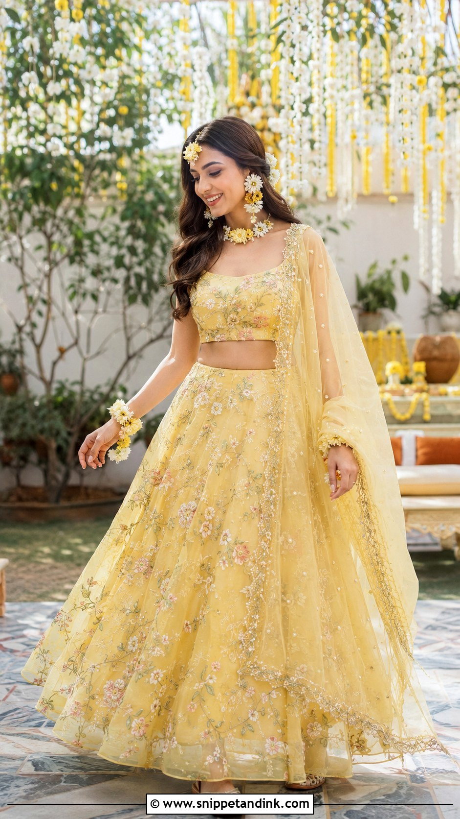 Pastel Yellow Haldi Lehenga - Snippet and Ink - 30 Indian Bridal Haldi Outfit Ideas