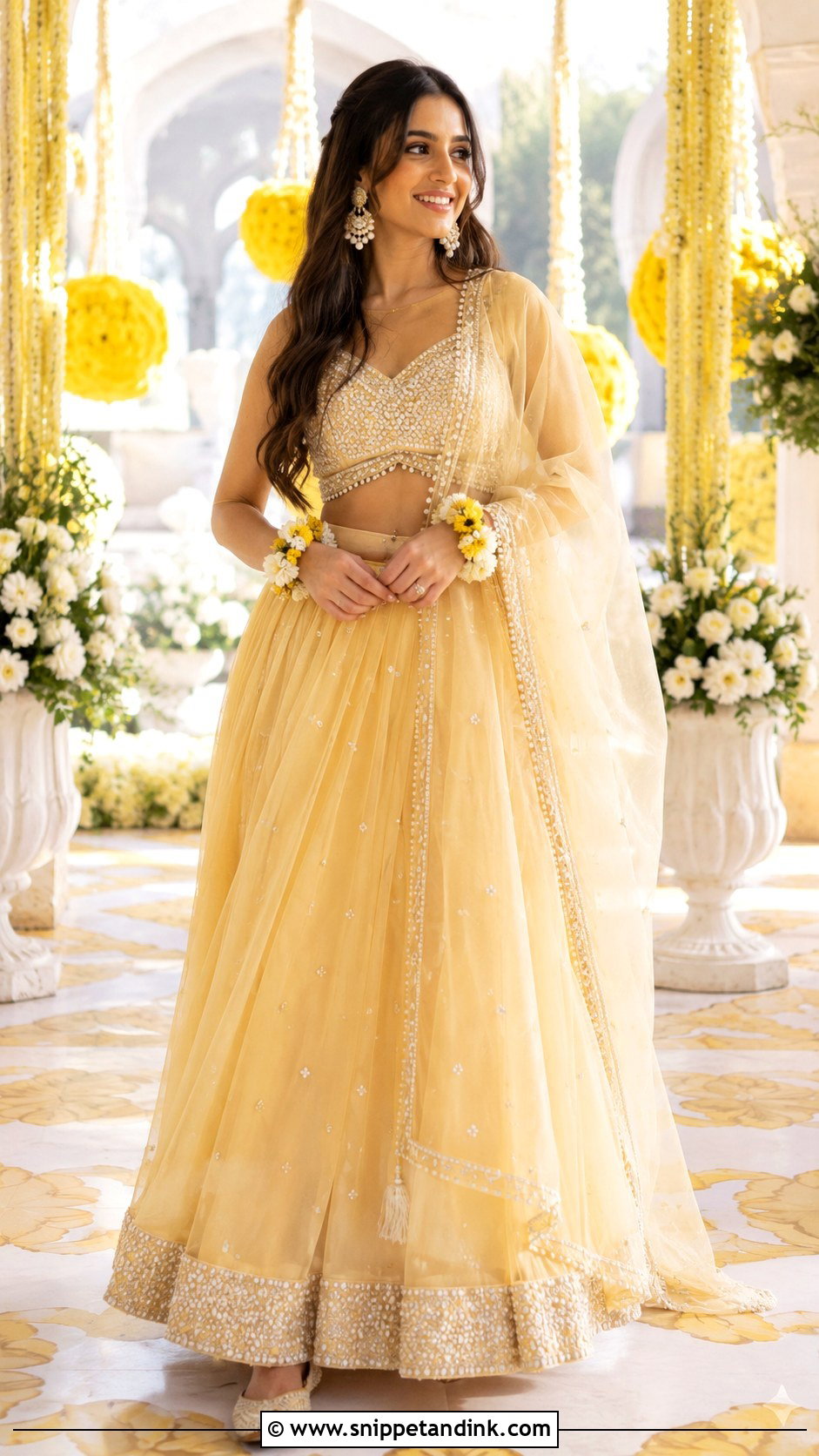 Pastel Yellow Haldi Outfit - Snippet and Ink - 30 Haldi Function Outfit Ideas