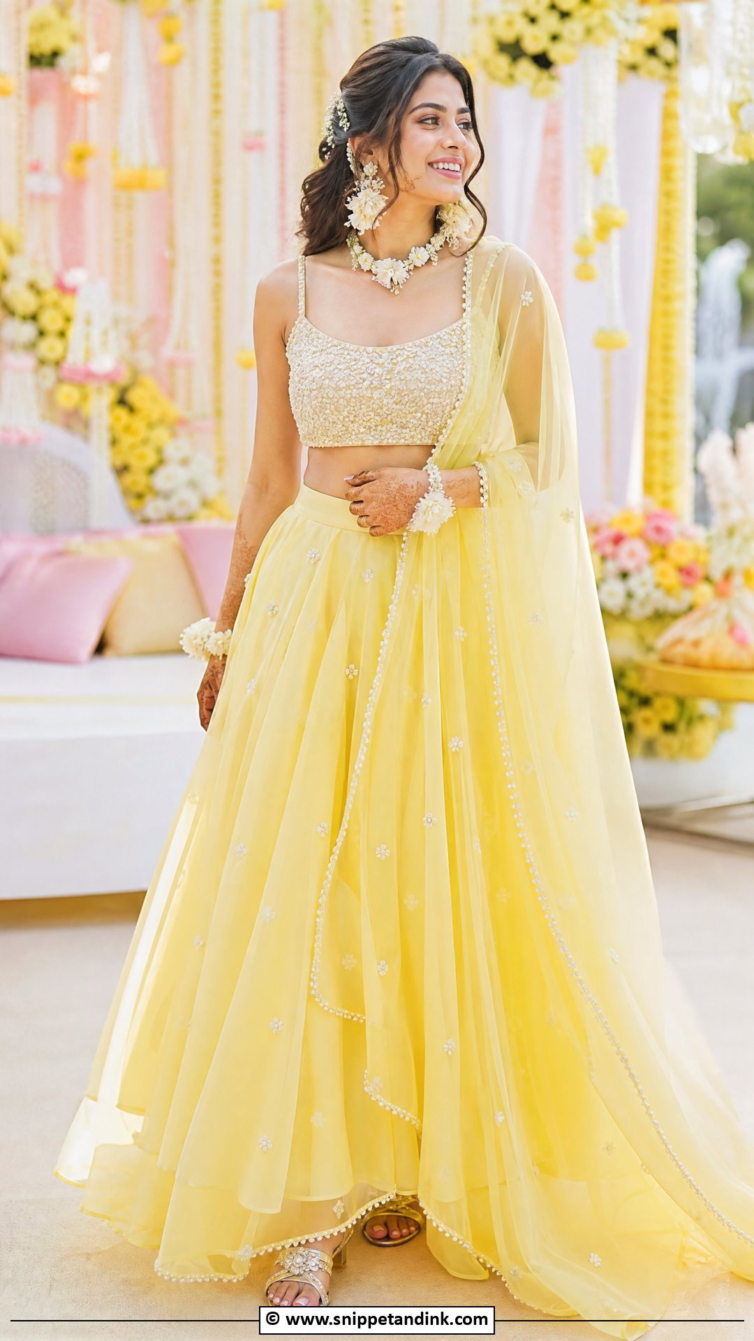 Pastel Yellow Lehenga For Haldi Bride - Snippet and Ink - 35 Haldi Outfit for Bride Ideas