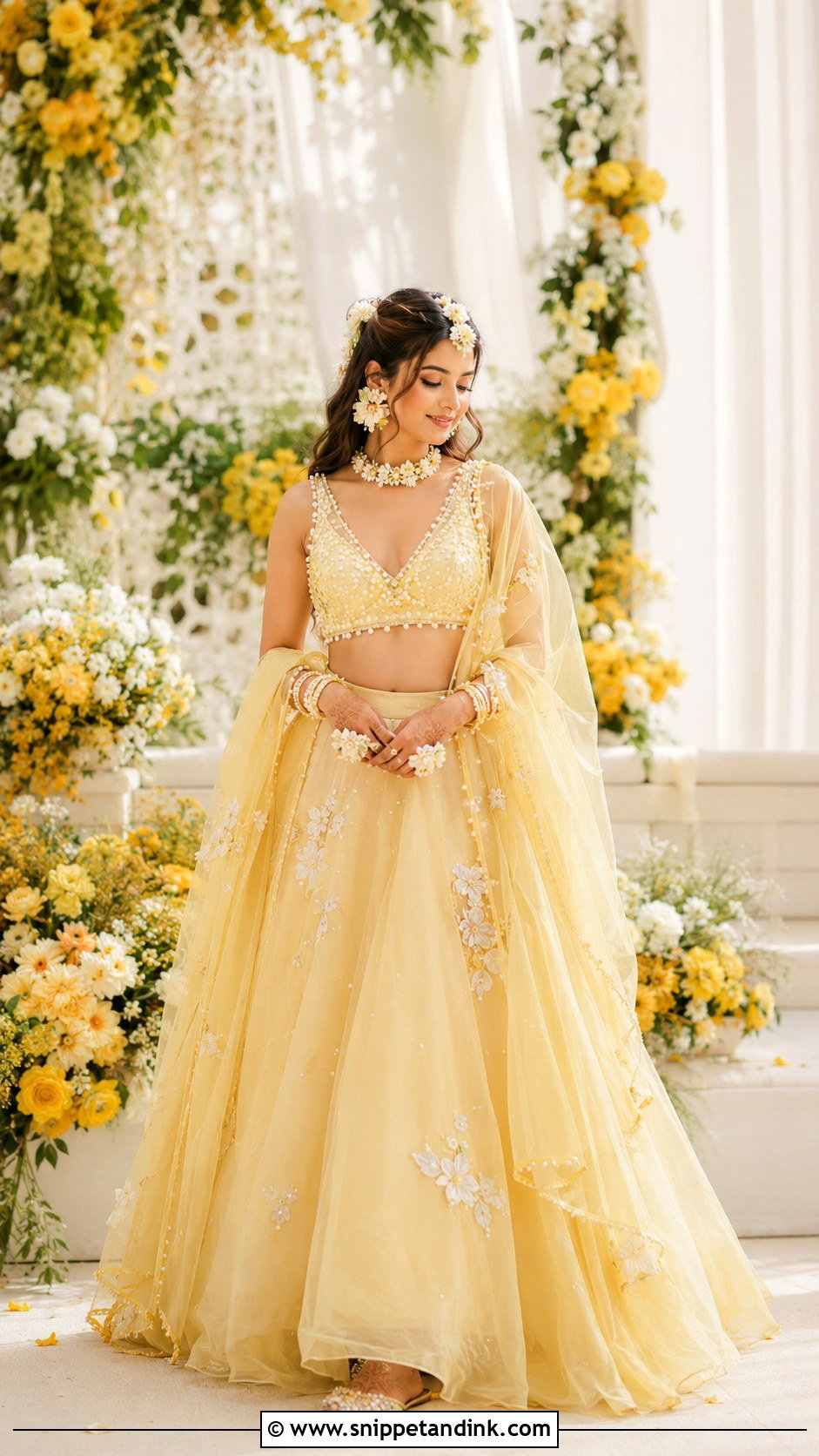 Pastel Yellow Lehenga For Haldi Bride - Snippet and Ink - 25 Outfit for Haldi Function for Bride Ideas