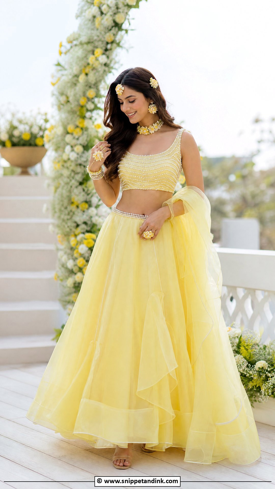 Pastel Yellow Lehenga For Haldi Ceremony - Snippet and Ink - 35 Haldi Ceremony Outfit for Bride Ideas