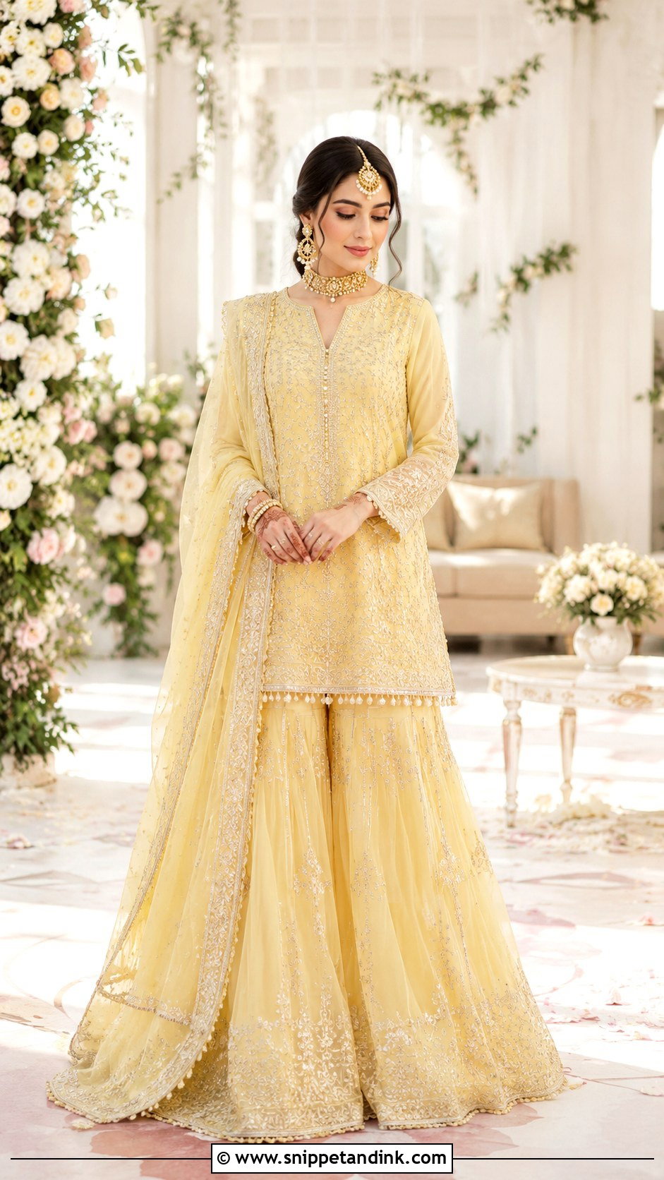 Pastel Yellow Nikah Sharara Outfit - Snippet and Ink - 25 Nikha Outfits for Bride