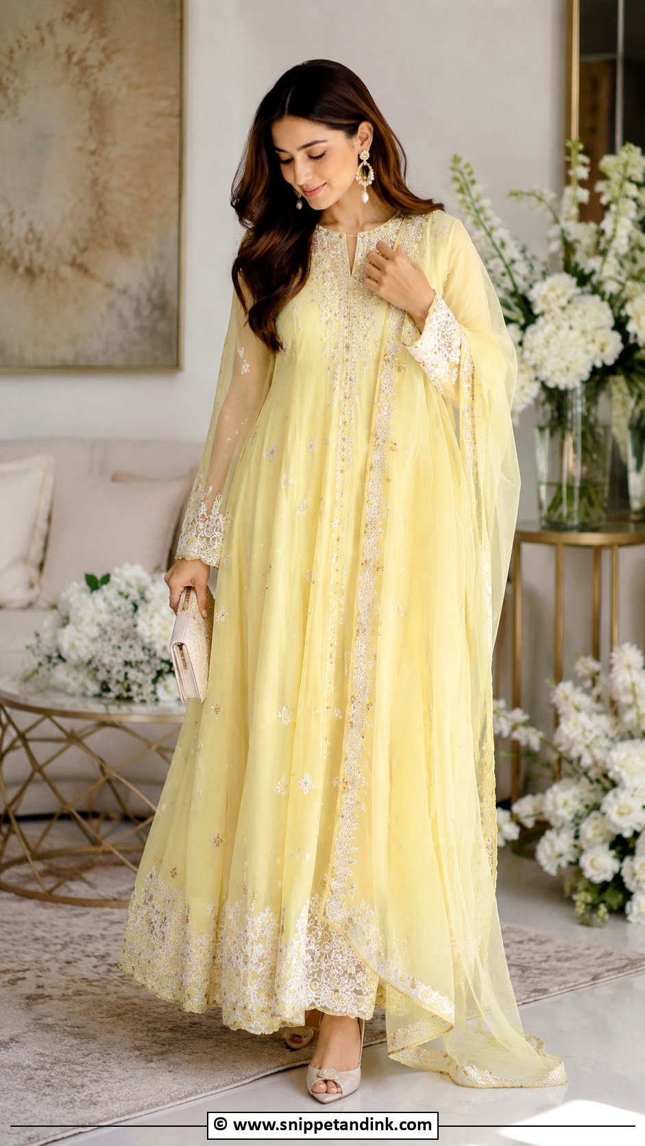 Pastel Yellow Nikkah Pishwas Outfit - Snippet and Ink - 35 Nikkah Outfit Ideas
