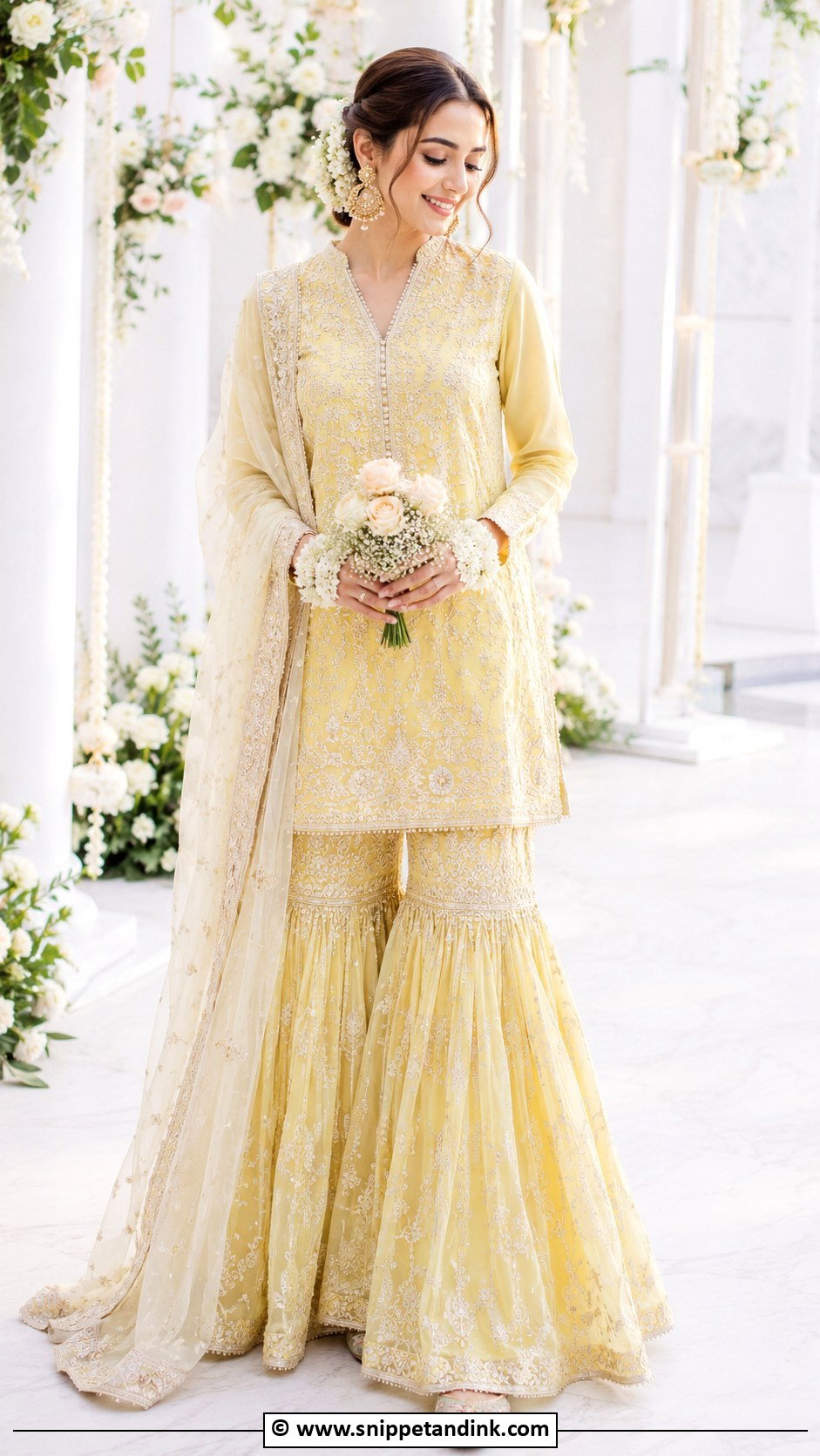 Pastel Yellow Nikkah Sharara Outfit - Snippet and Ink - 35 Nikkah Dress Ideas