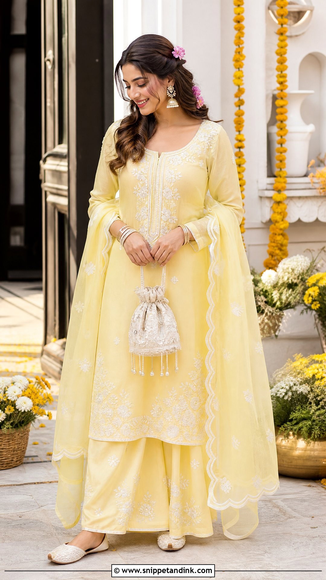 Pastel Yellow Palazzo Suit for Haldi - Snippet and Ink - 20 Yellow Plazo Suit for Haldi Ideas