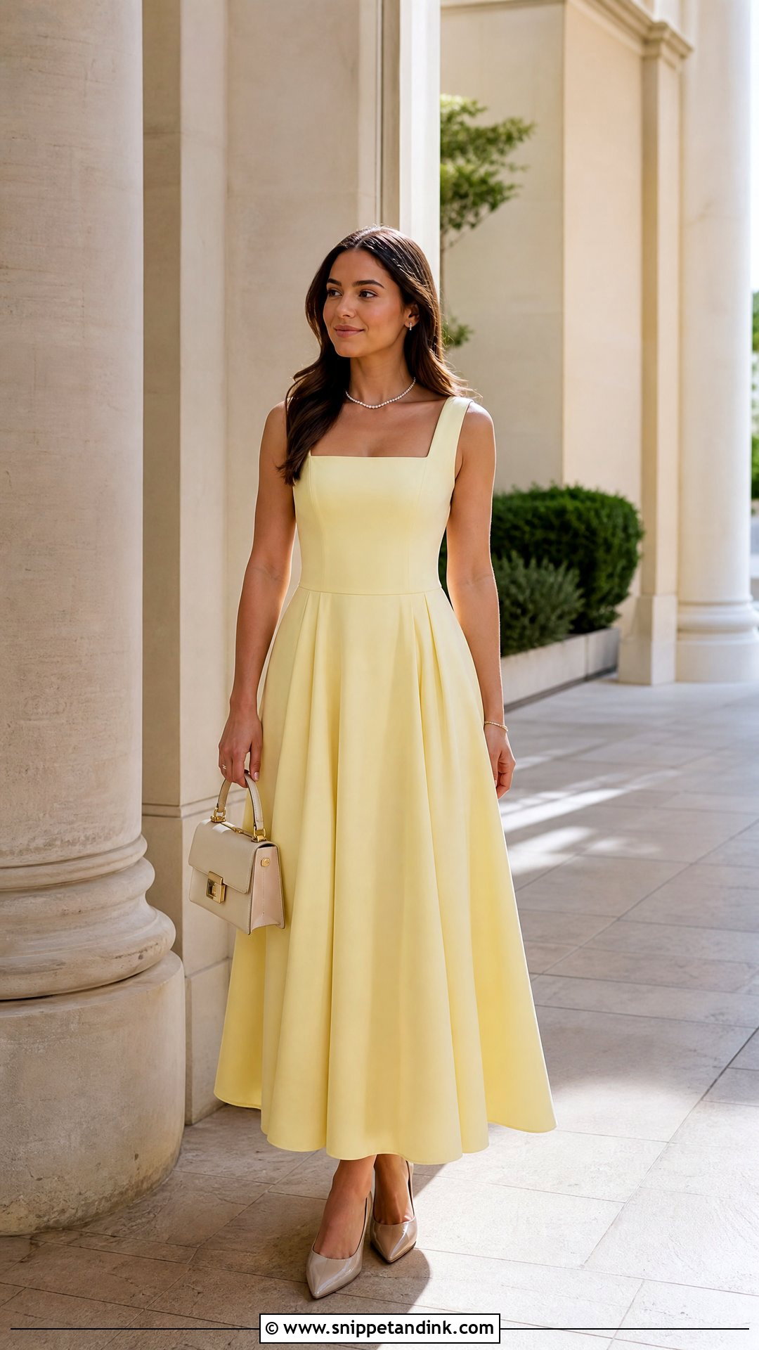 Pastel Yellow Square Neck Gown - Snippet and Ink - 20 Pastel Yellow Gown Ideas