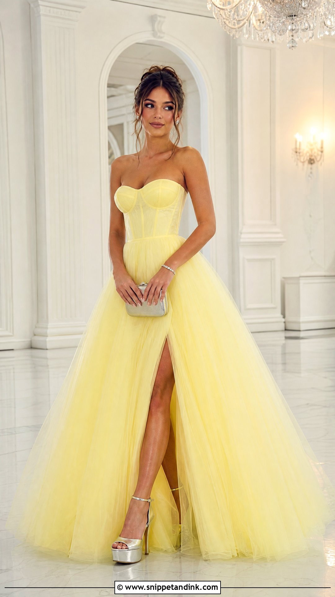 Pastel Yellow Strapless Ball Gown - Snippet and Ink - 20 Pastel Yellow Gown Ideas