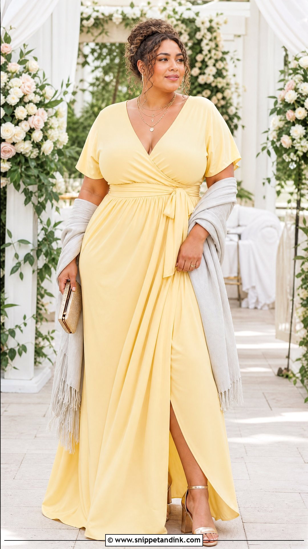 Pastel Yellow Wrap Gown - Snippet and Ink - 20 Pastel Yellow Gown Ideas