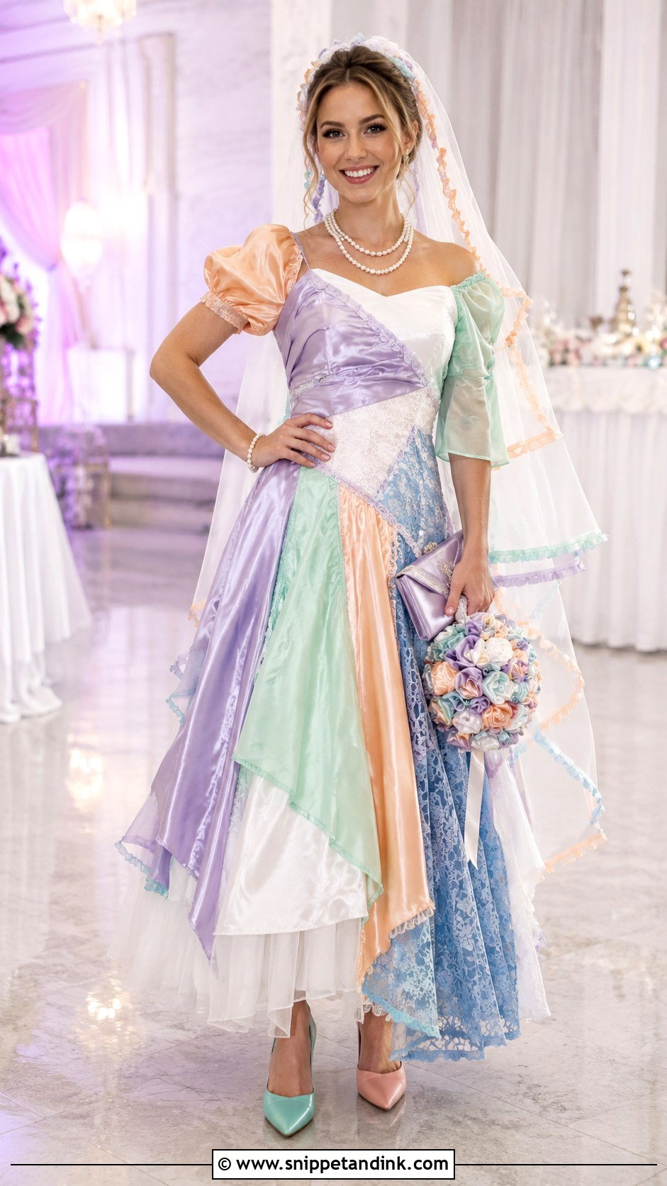 Patchwork Bridesmaid Wedding Dress - Snippet and Ink - 20 Funny Ugly Wedding Dress Ideas