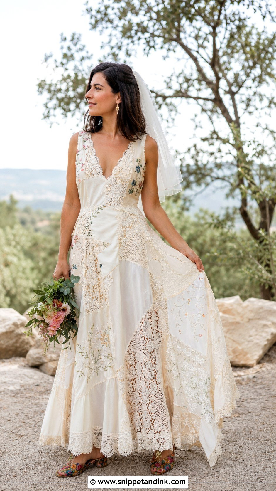 Patchwork Wedding Dress With Colorful Flats - Snippet and Ink - 20 Unusual Wedding Dress Ideas