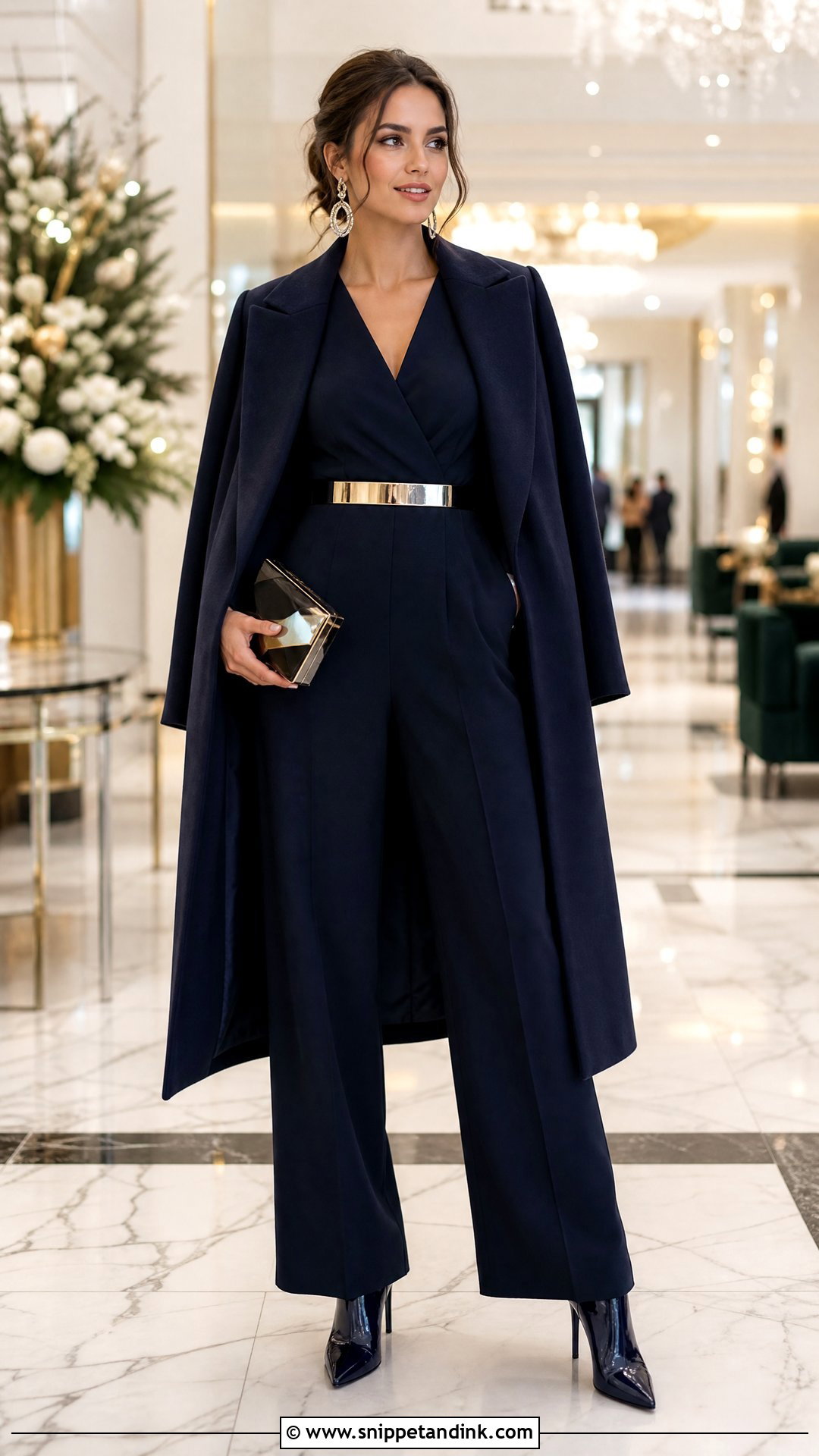 Patent Boots With Tailored Jumpsuit - Snippet and Ink - 20 Winter Wedding Boots Ideas