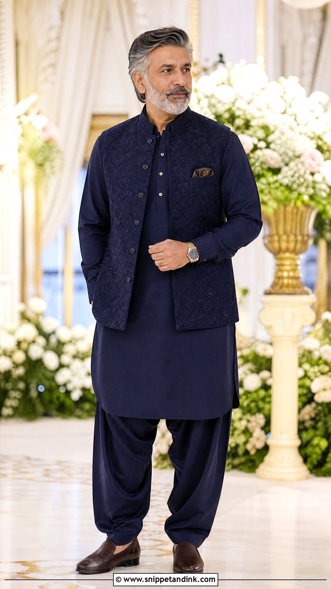 Pathani Suit With Embroidered Waistcoat - Snippet and Ink - 20 Father Dress for Indian Wedding Ideas