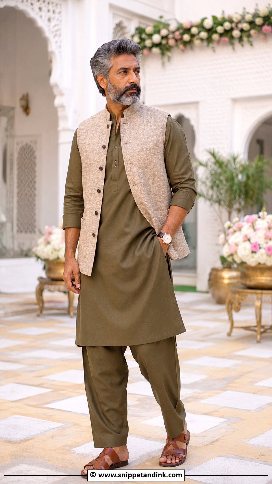 Pathani Suit With Waistcoat - Snippet and Ink - 25 Indian Bride's Father Outfit Ideas