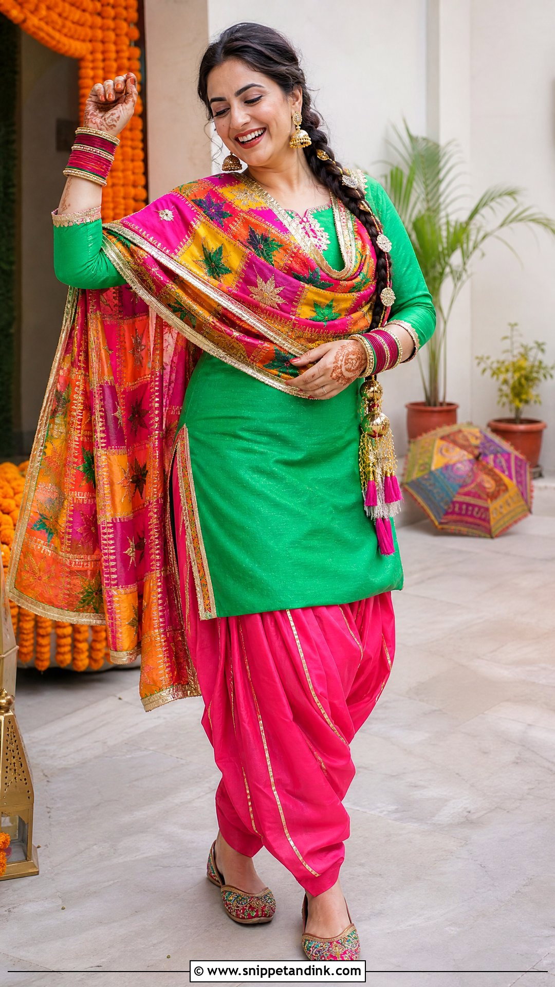 Patiala Suit With Phulkari Dupatta - Snippet and Ink - 20 Unique Indian Wedding Outfits