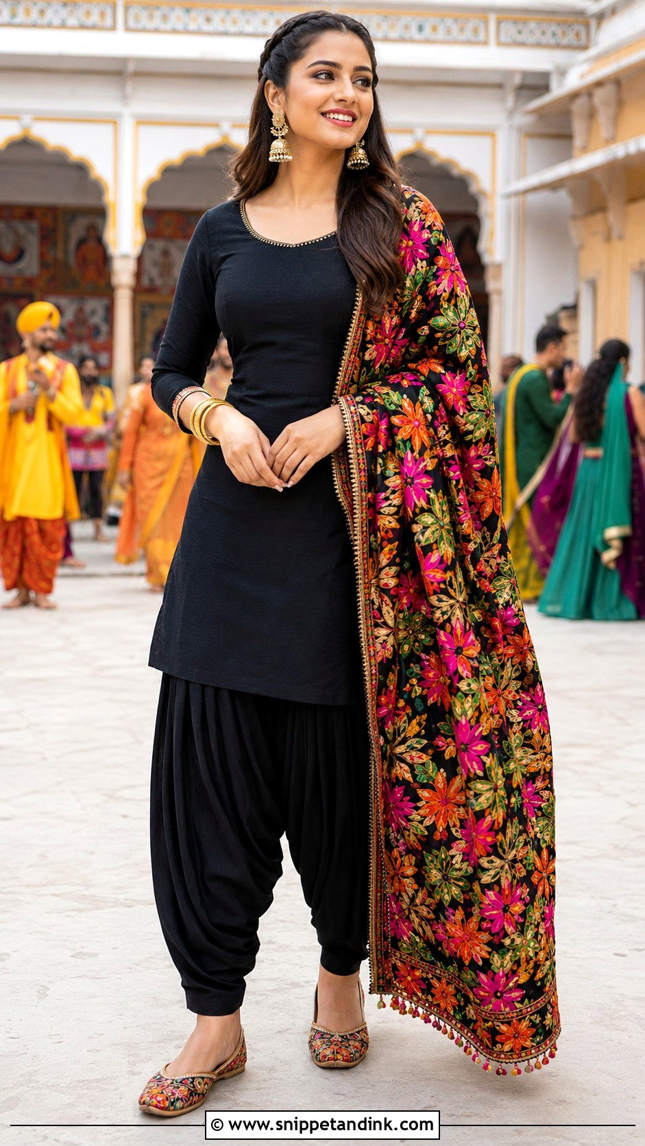 Patiala Suit With Phulkari Dupatta - Snippet and Ink - 20 Dupatta Dress Ideas