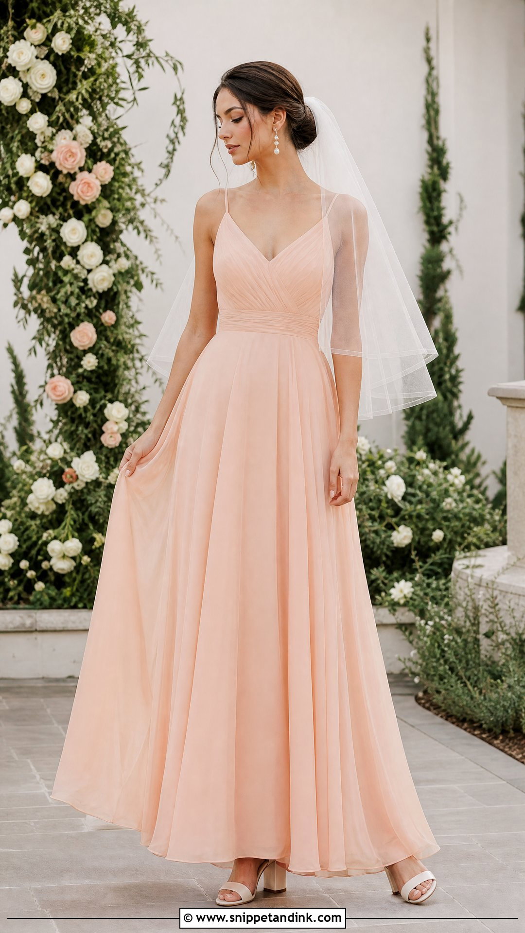 Peach A Line Wedding Dress - Snippet and Ink - 25 Peach Wedding Dress Ideas