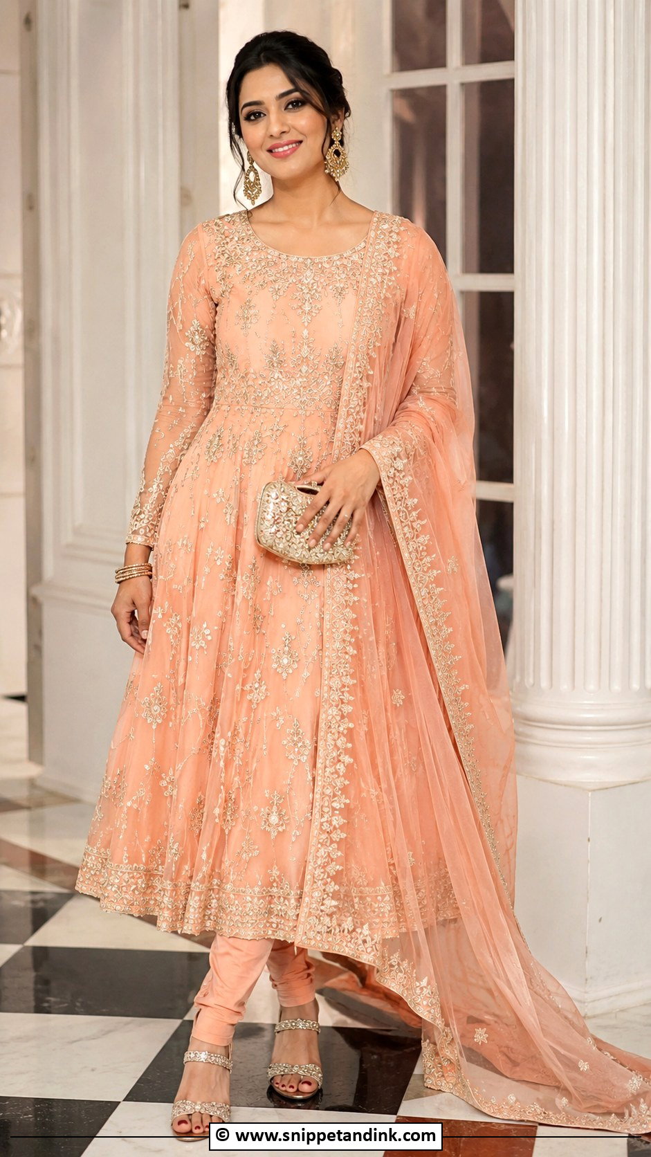 Peach Anarkali For Barat - Snippet and Ink - 25 Barat Dresses for Bride Sister