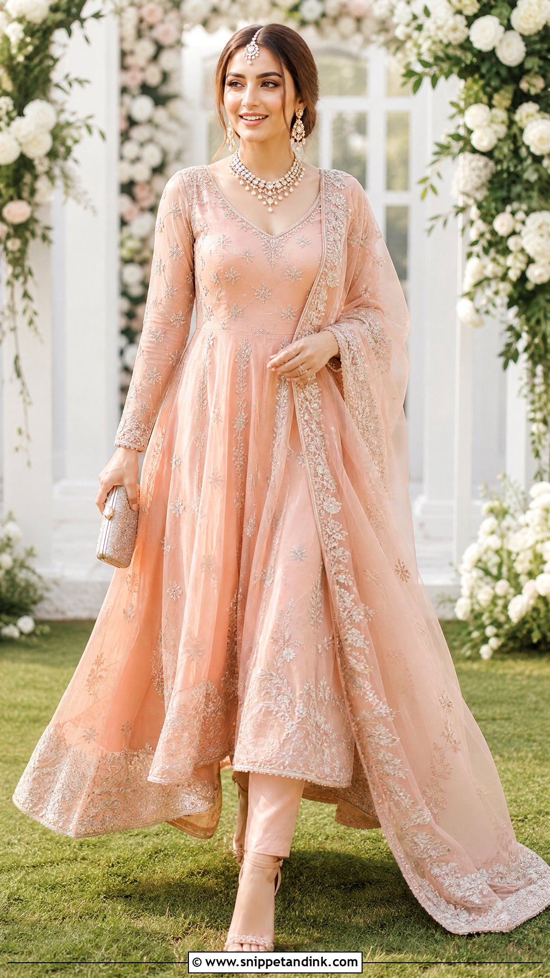 Peach Anarkali Pakistani Wedding Dress - Snippet and Ink - 20 New Pakistani Wedding Dresses