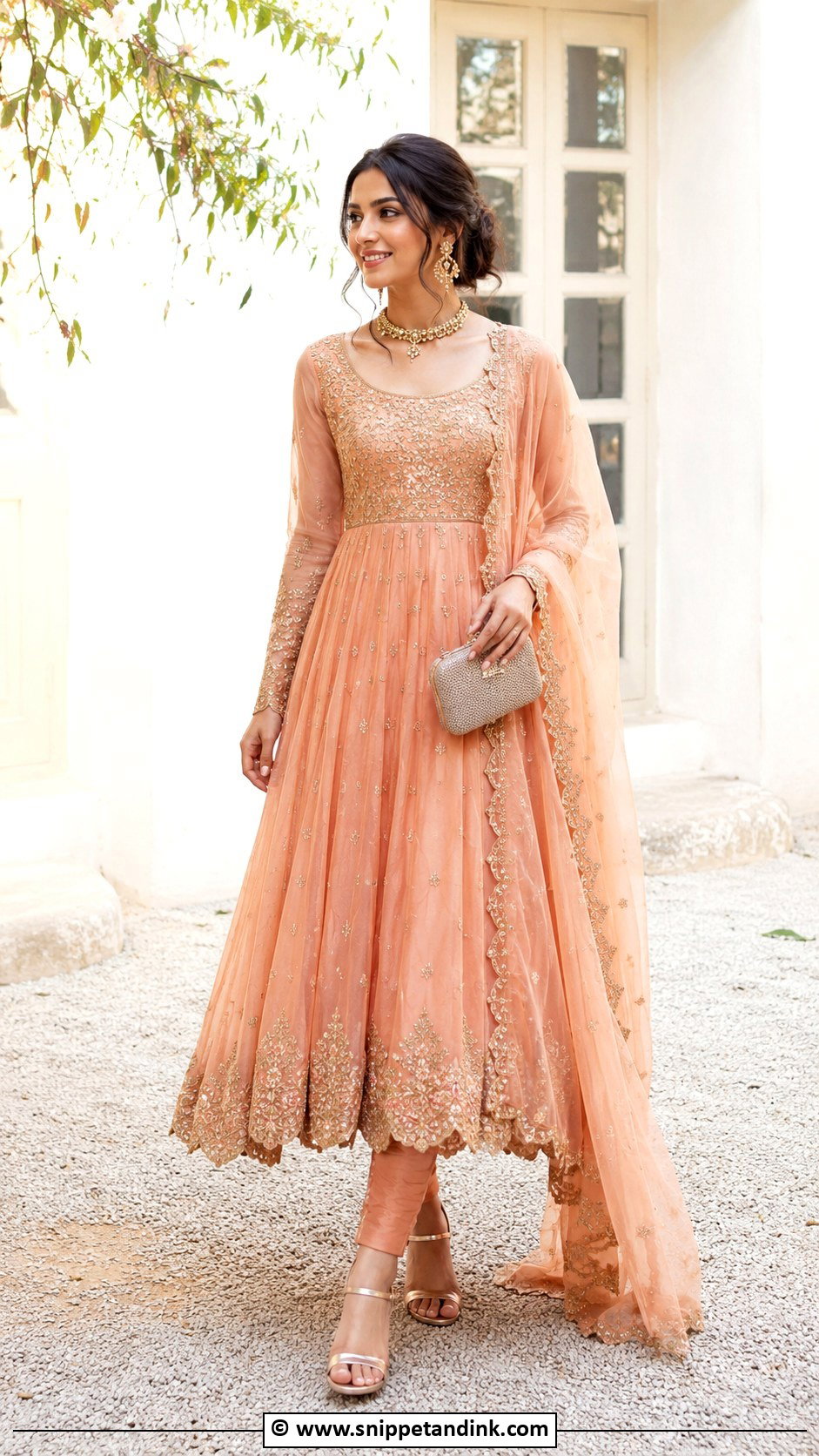 Peach Anarkali Wedding Suit - Snippet and Ink - 25 Heavy Anarkali Wedding Suits