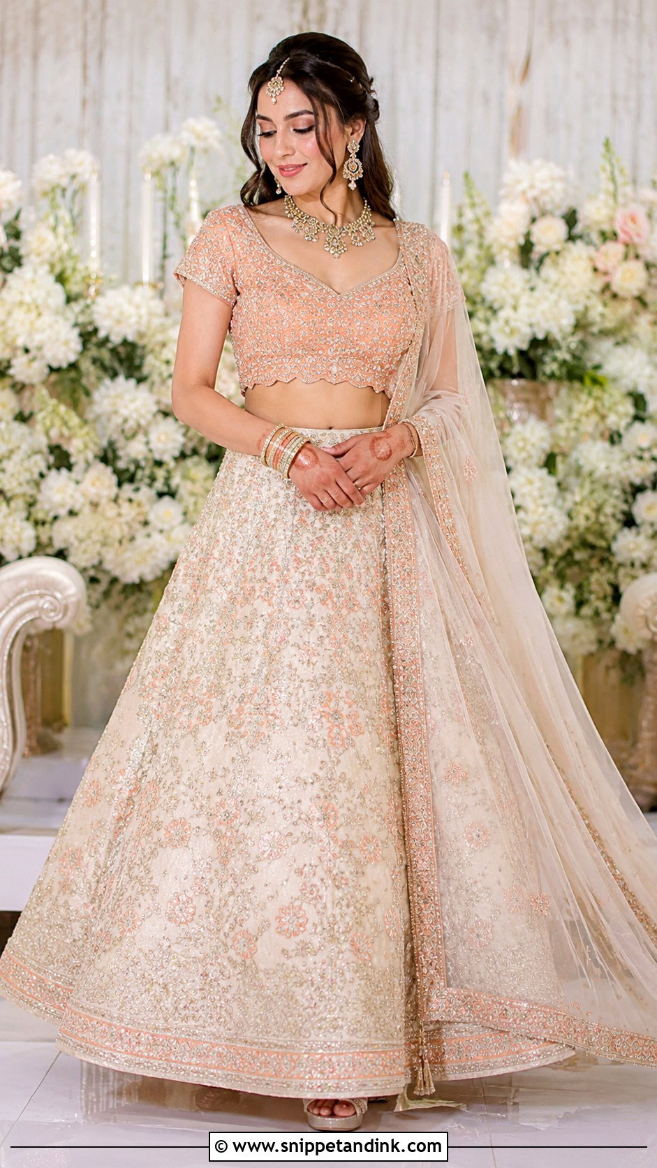 Peach And Ivory Valima Lehenga Dress - Snippet and Ink - 25 Valima Dress for Bride Ideas