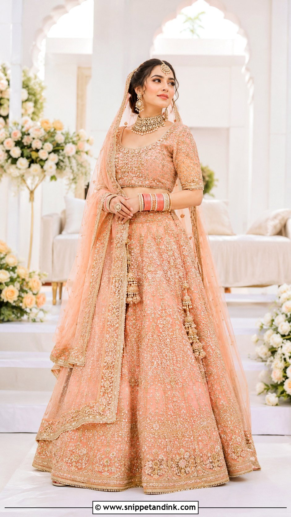 Peach Barat Lehenga - Snippet and Ink - 25 Barat Dresses