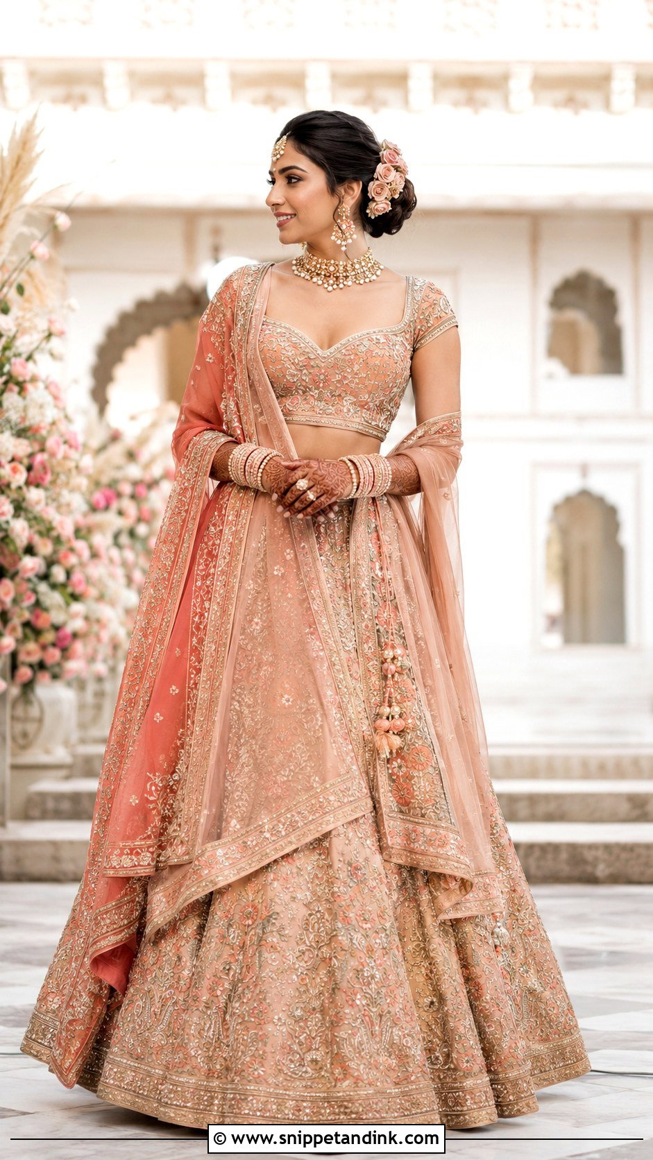 Peach Bridal Lehenga Choli - Snippet and Ink - 20 Bride Choli Ideas
