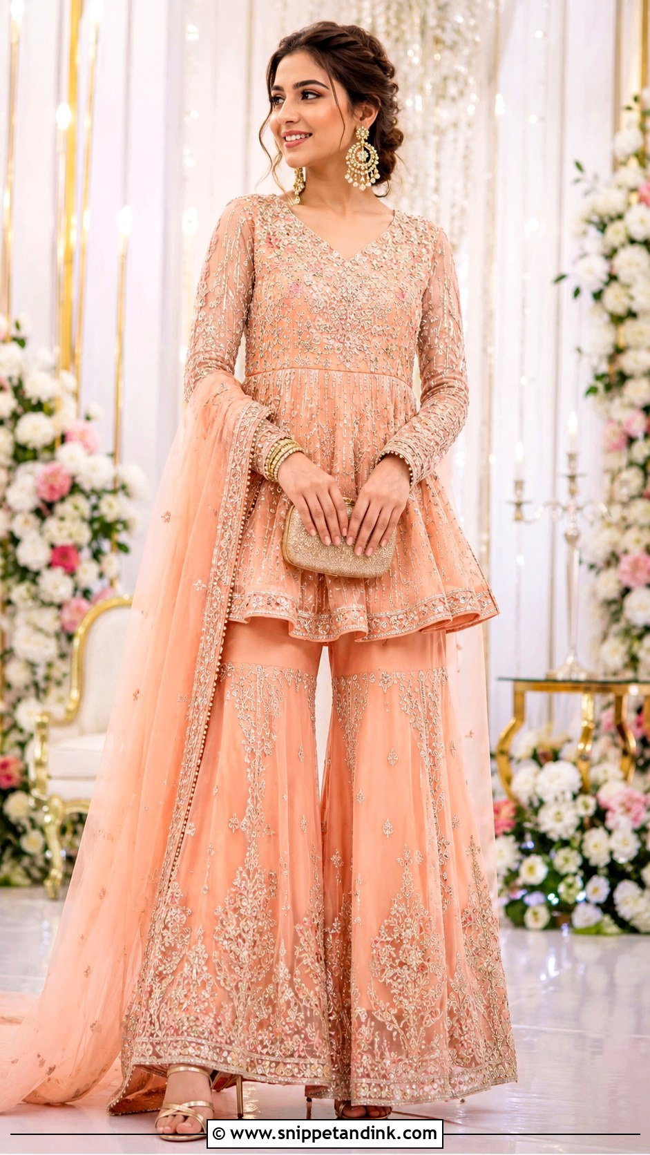Peach Bridal Peplum Salwar Suit - Snippet and Ink - 25 Bridal Salwar Suits Wedding