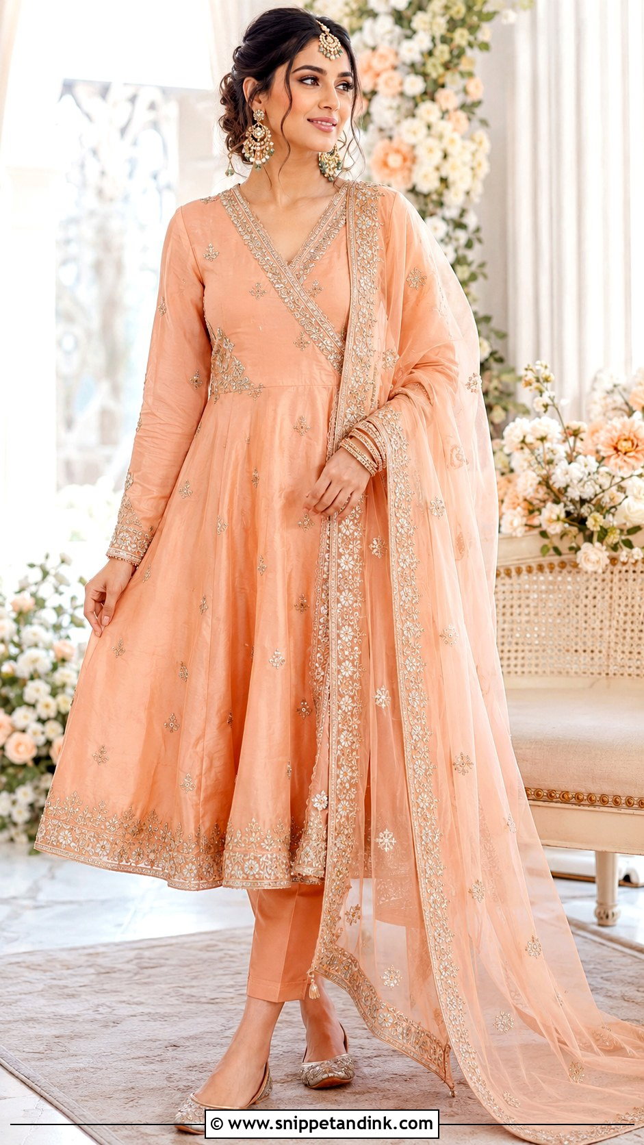 Peach Bridal Punjabi Angrakha Suit - Snippet and Ink - 20 Bridal Punjabi Suits Wedding Outfits