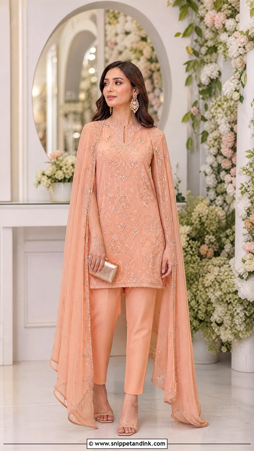 Peach Cape Salwar Suit - Snippet and Ink - 20 Wedding Salwar Suits