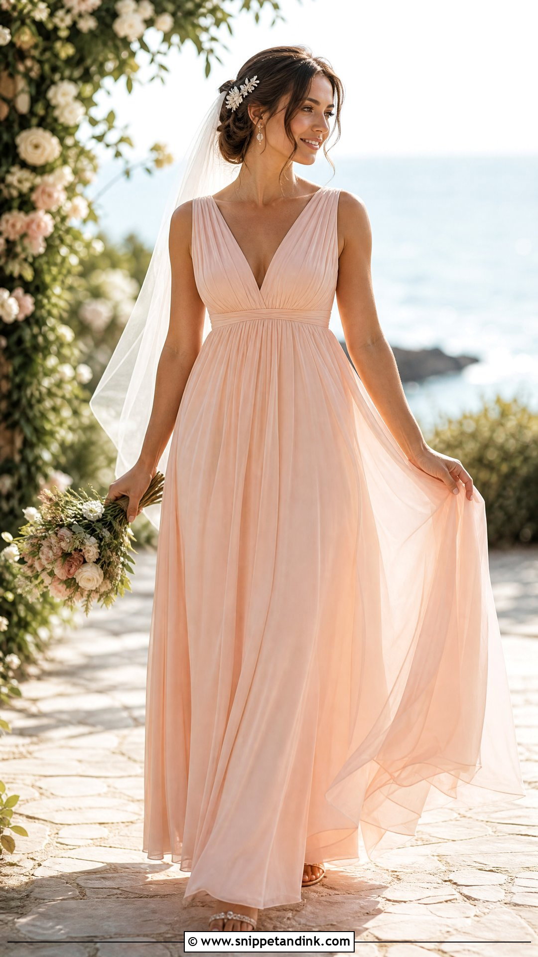 Peach Empire Waist Wedding Dress - Snippet and Ink - 25 Peach Wedding Dress Ideas