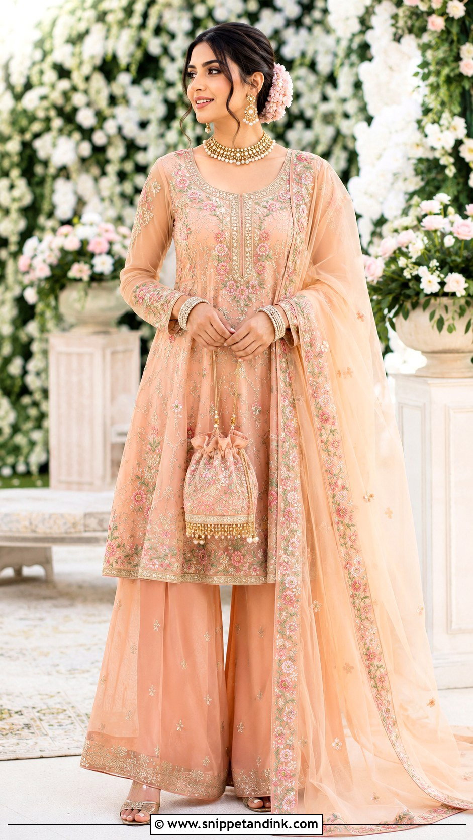 Peach Floral Bridal Salwar Suit - Snippet and Ink - 20 Bridal Salwar Suits