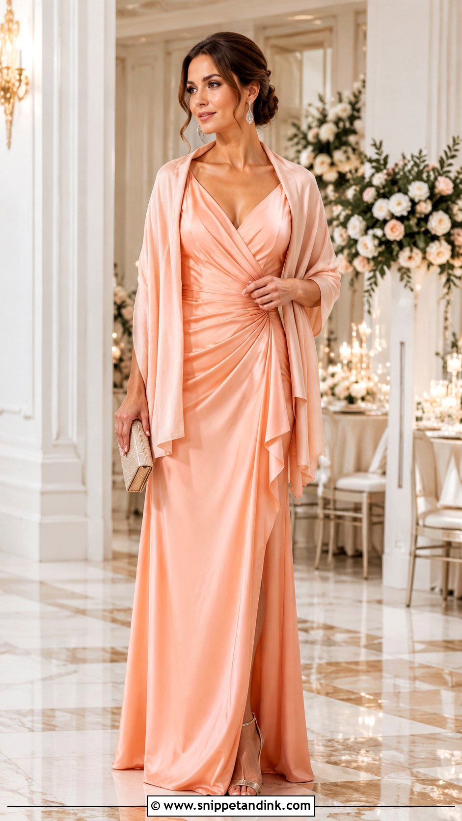 Peach Formal Gown Wedding Outfit - Snippet and Ink - 25 Peach Dress Outfit Wedding Ideas