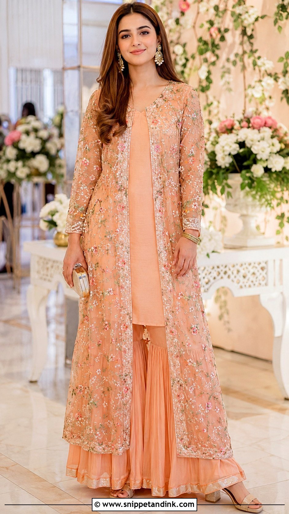Peach Garara With Long Jacket Kurti - Snippet and Ink - 20 Garara Designs for Wedding